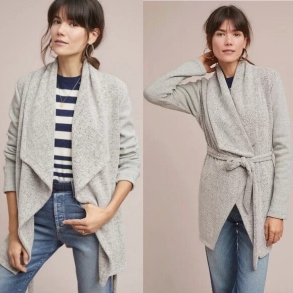 Anthropologie Dolan Northfield Belted Knit Jacket Cardigan - Gray - Picture 6 of 6